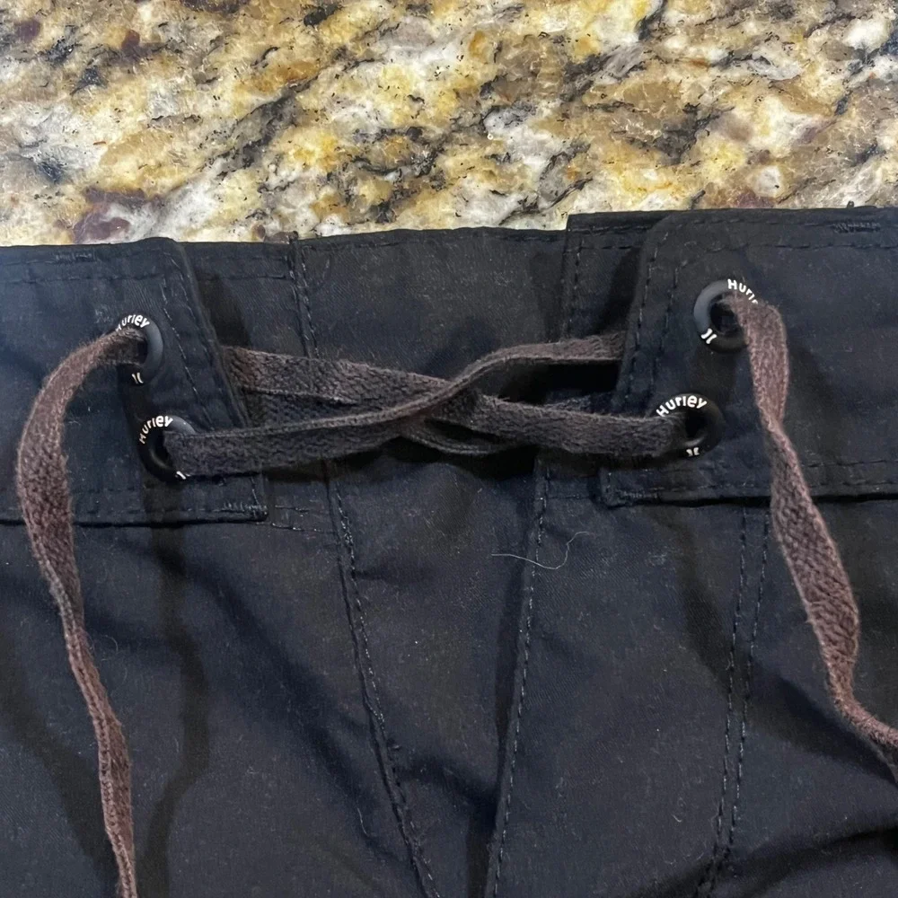 Hurley Mens Black Board Shorts Swim Trunks Size‎ 42 Lace Up Logo Surf Beach